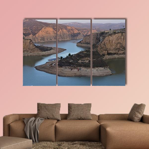 Yellow River Laoniuwan Canvas Wall Art-3 Horizontal-Gallery Wrap-25" x 16"-Tiaracle