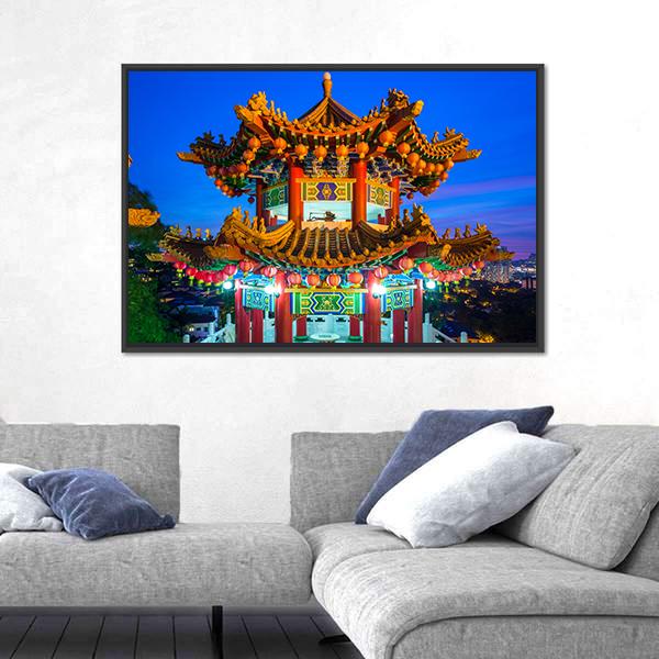 Thean Hou Buddhist Temple Canvas Wall Art-1 Piece-Floating Frame-24" x 16"-Tiaracle