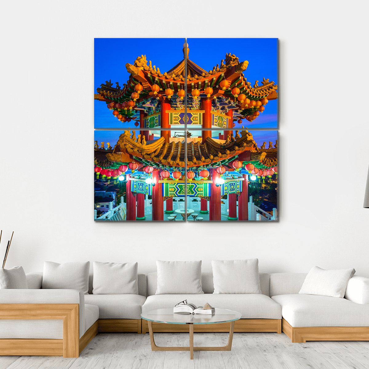 Thean Hou Buddhist Temple Canvas Wall Art-4 Square-Gallery Wrap-17" x 17"-Tiaracle