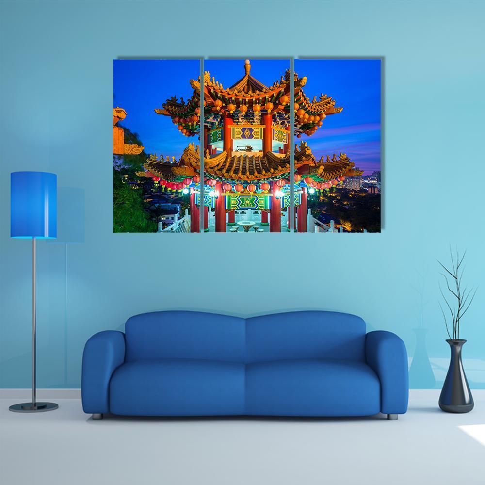 Thean Hou Buddhist Temple Canvas Wall Art-3 Horizontal-Gallery Wrap-37" x 24"-Tiaracle