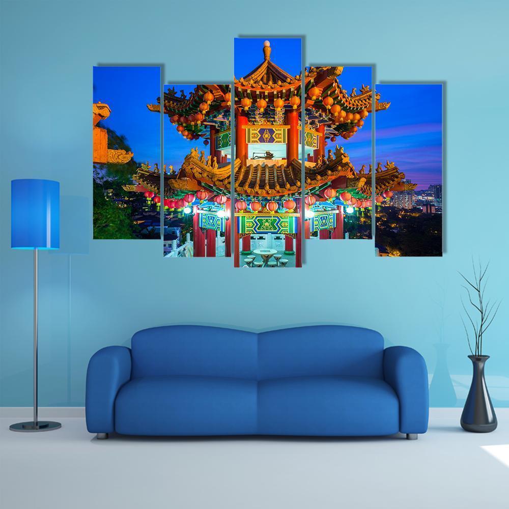 Thean Hou Buddhist Temple Canvas Wall Art-3 Horizontal-Gallery Wrap-37" x 24"-Tiaracle