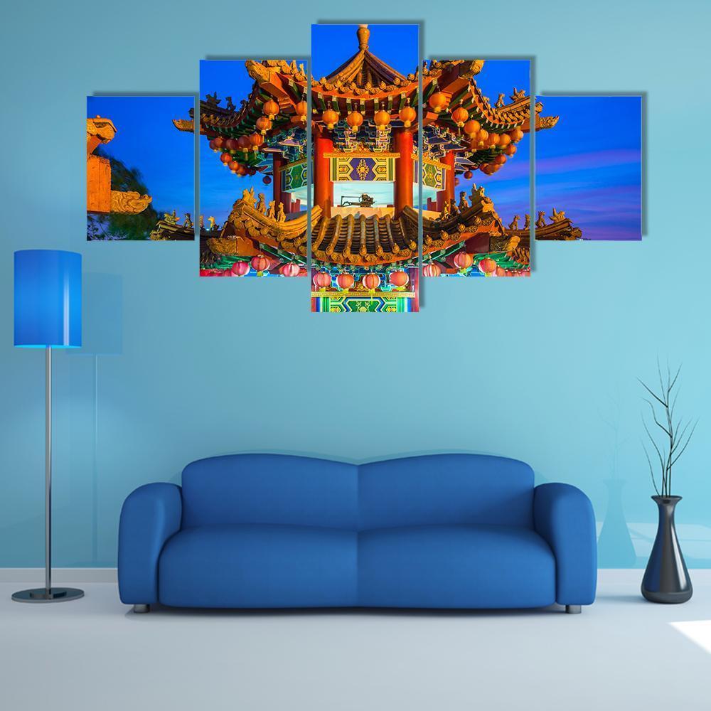 Thean Hou Buddhist Temple Canvas Wall Art-5 Star-Gallery Wrap-62" x 32"-Tiaracle