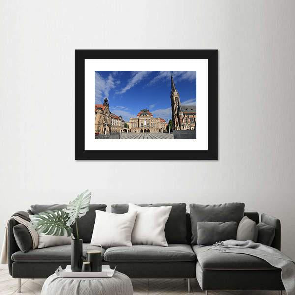 Theatre Square Germany Canvas Wall Art-1 Piece-Framed Print-20" x 16"-Tiaracle