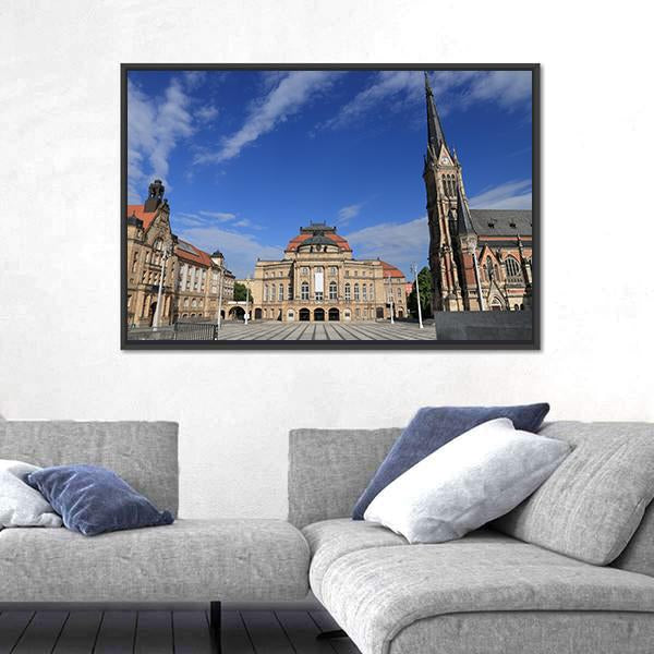 Theatre Square Germany Canvas Wall Art-1 Piece-Floating Frame-24" x 16"-Tiaracle