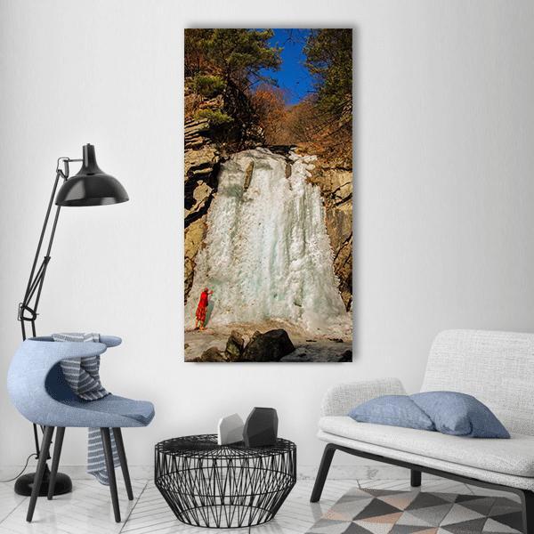 Theravada Buddhism Freezing Fall Vertical Canvas Wall Art-1 Vertical-Gallery Wrap-12" x 24"-Tiaracle