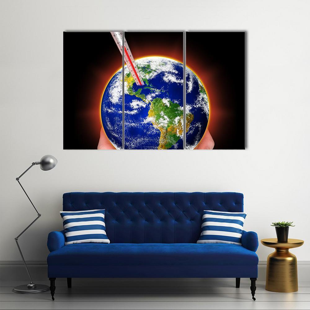 Thermometer In Earth Canvas Wall Art-3 Horizontal-Gallery Wrap-37" x 24"-Tiaracle
