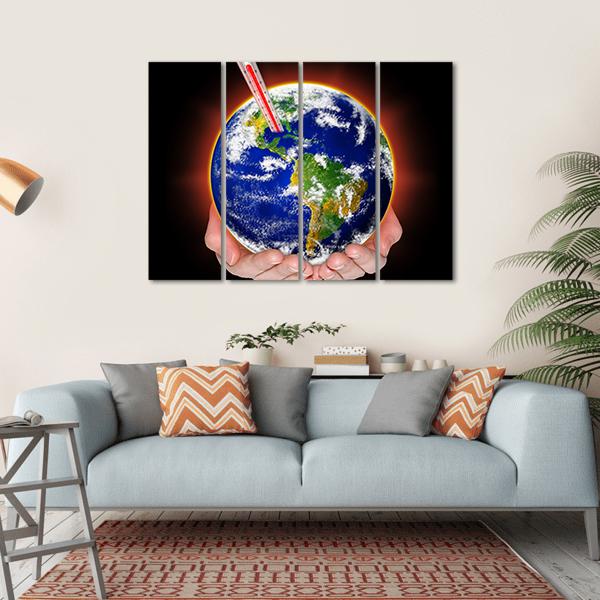 Thermometer In Earth Canvas Wall Art-4 Horizontal-Gallery Wrap-34" x 24"-Tiaracle