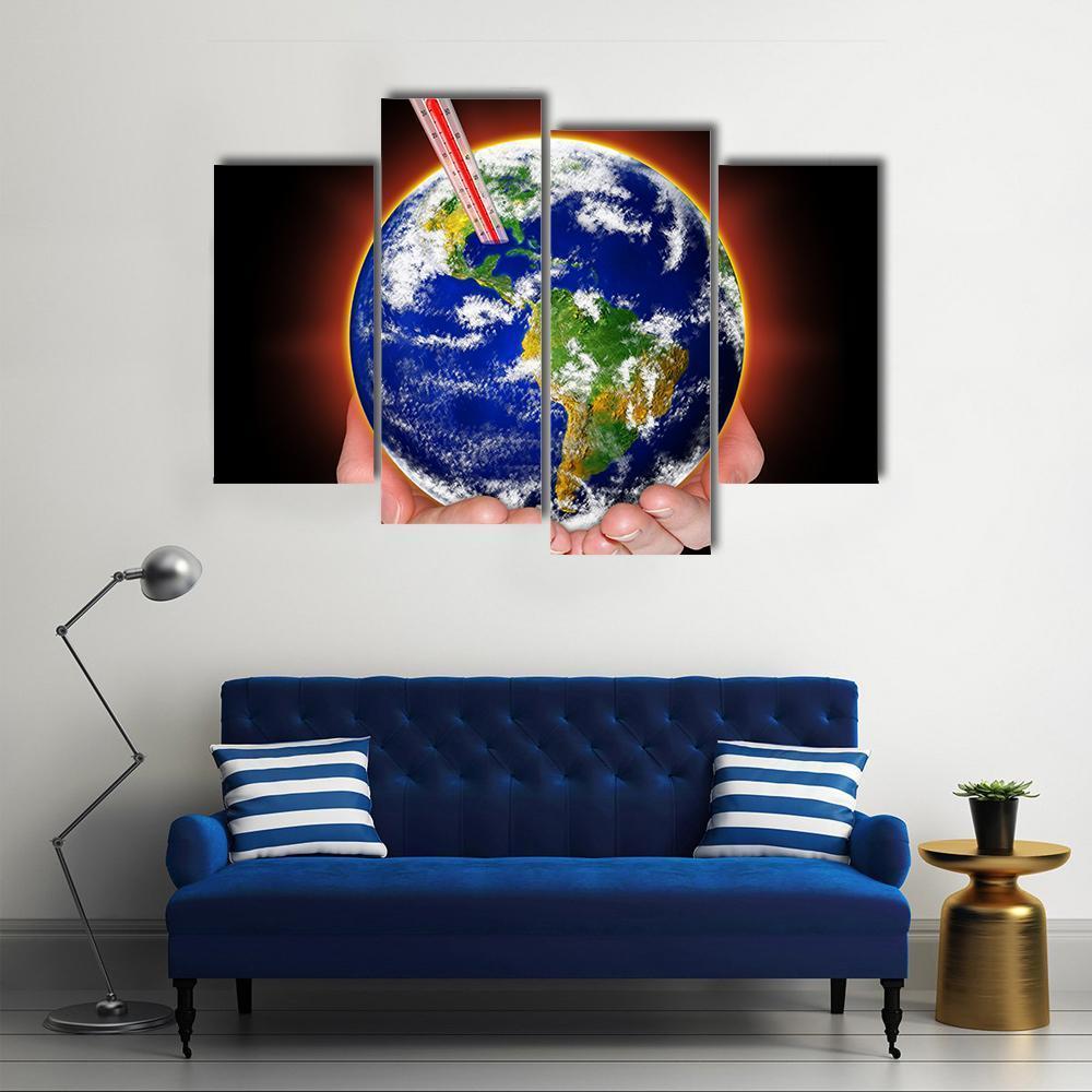 Thermometer In Earth Canvas Wall Art-4 Pop-Gallery Wrap-50" x 32"-Tiaracle