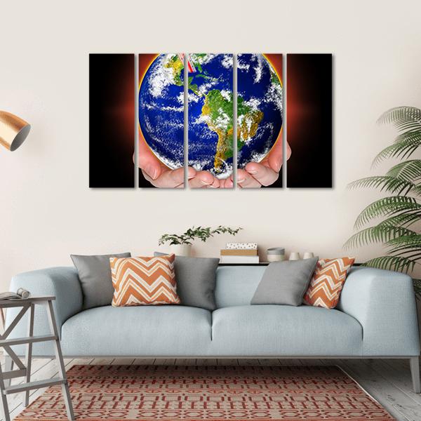 Thermometer In Earth Canvas Wall Art-5 Horizontal-Gallery Wrap-22" x 12"-Tiaracle
