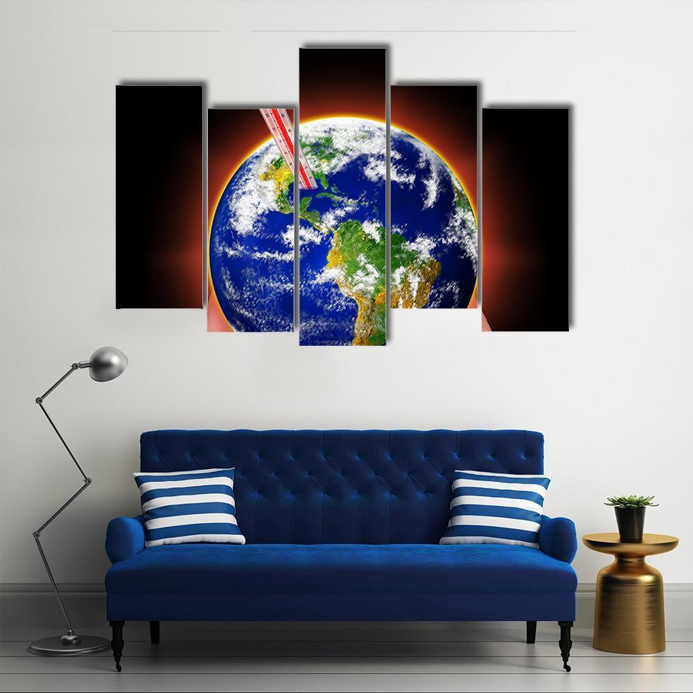 Thermometer In Earth Canvas Wall Art-5 Pop-Gallery Wrap-47" x 32"-Tiaracle