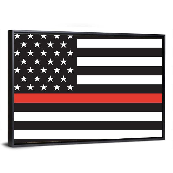 Thin Red Line American Firefighters Flag Canvas Wall Art-3 Horizontal-Gallery Wrap-25" x 16"-Tiaracle