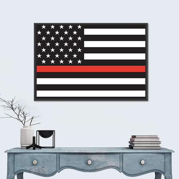 Thin Red Line American Firefighters Flag Canvas Wall Art-3 Horizontal-Gallery Wrap-25" x 16"-Tiaracle