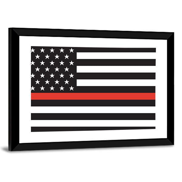 Thin Red Line American Firefighters Flag Canvas Wall Art-3 Horizontal-Gallery Wrap-25" x 16"-Tiaracle