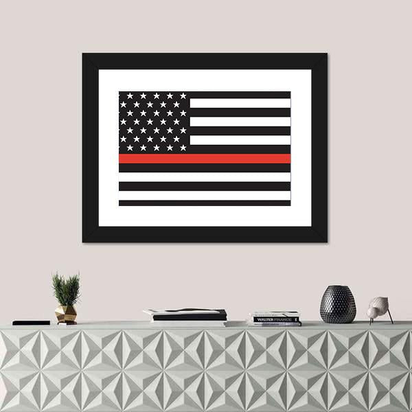 Thin Red Line American Firefighters Flag Canvas Wall Art-3 Horizontal-Gallery Wrap-25" x 16"-Tiaracle