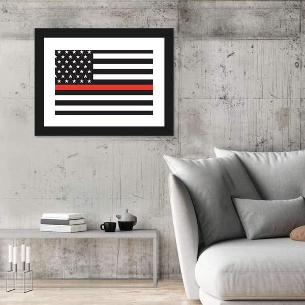 Thin Red Line American Firefighters Flag Canvas Wall Art-3 Horizontal-Gallery Wrap-25" x 16"-Tiaracle