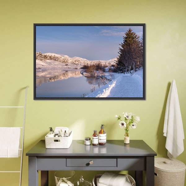 Thingvellir National Park Canvas Wall Art-1 Piece-Floating Frame-24" x 16"-Tiaracle