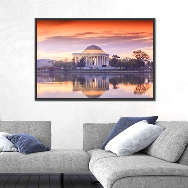 Thomas Jefferson Memorial Canvas Wall Art-1 Piece-Floating Frame-24" x 16"-Tiaracle