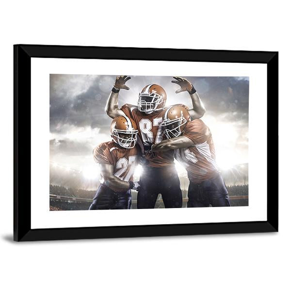 Three American Football Players Canvas Wall Art-3 Horizontal-Gallery Wrap-25&quot; x 16&quot;-Tiaracle