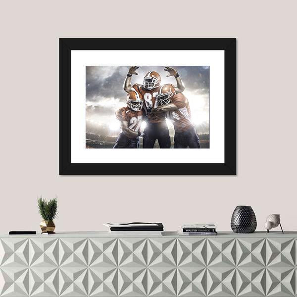 Three American Football Players Canvas Wall Art-3 Horizontal-Gallery Wrap-25&quot; x 16&quot;-Tiaracle