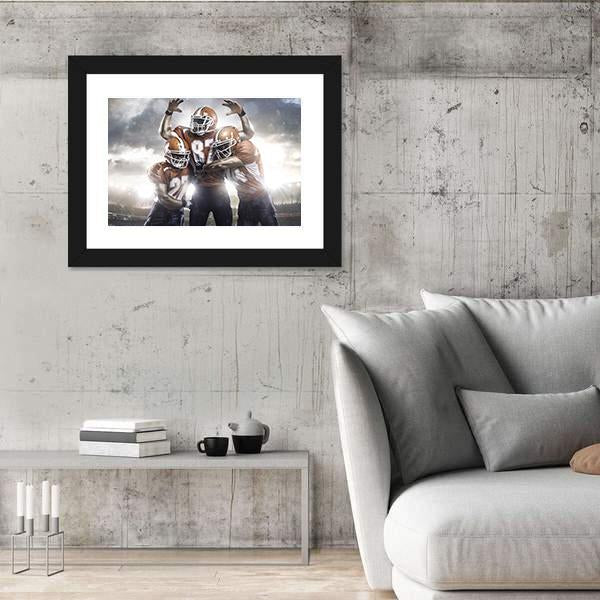Three American Football Players Canvas Wall Art-5 Horizontal-Gallery Wrap-22&quot; x 12&quot;-Tiaracle