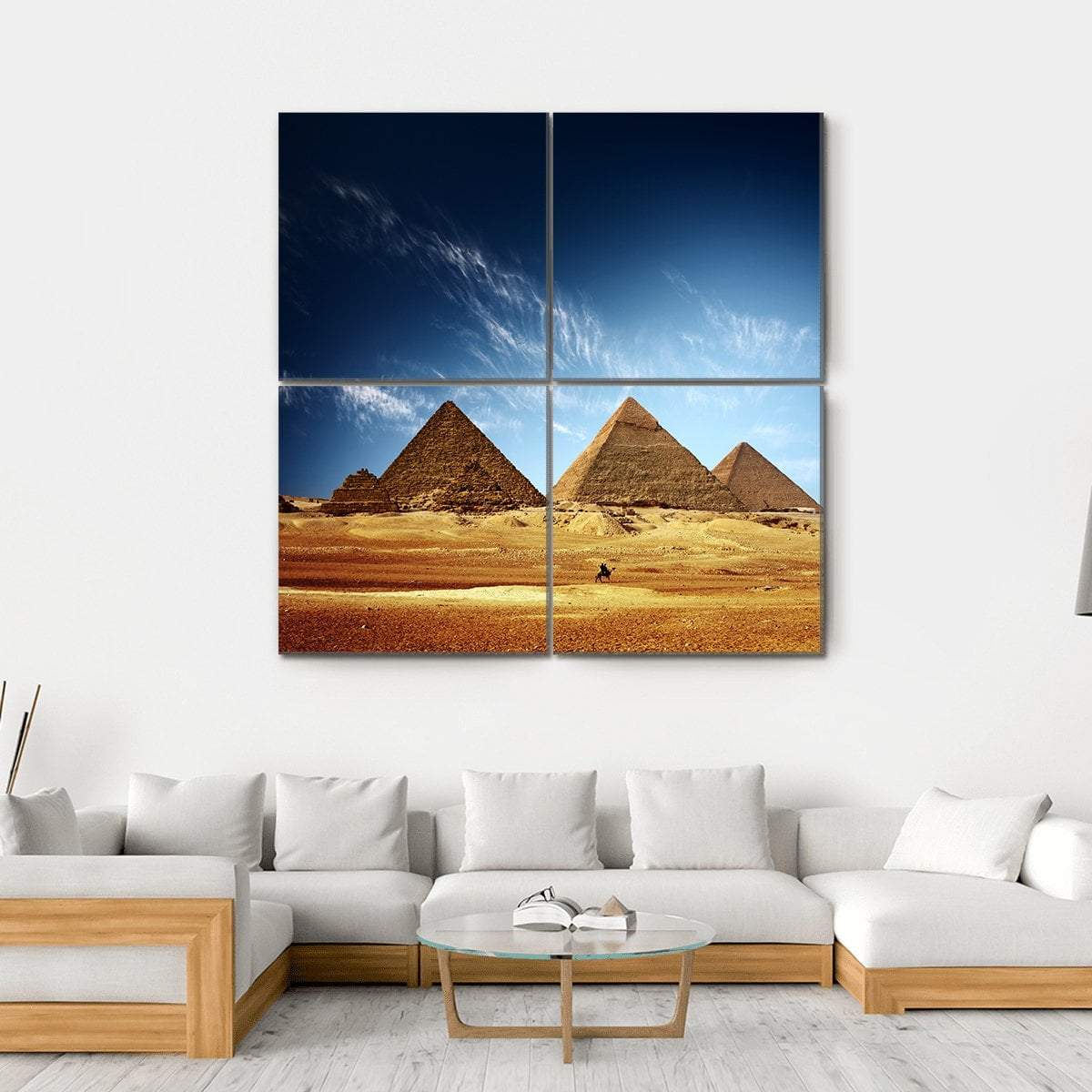 Giza Valley With Great Pyramids Canvas Wall Art-4 Square-Gallery Wrap-17" x 17"-Tiaracle