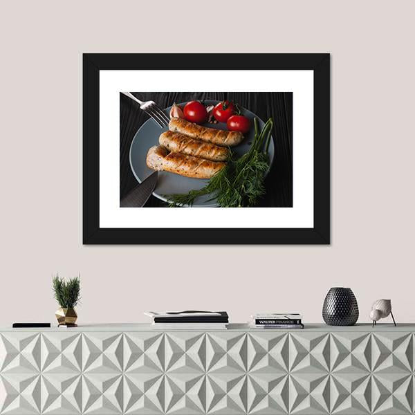 Three Grilled Sausages Canvas Wall Art-5 Horizontal-Gallery Wrap-22" x 12"-Tiaracle