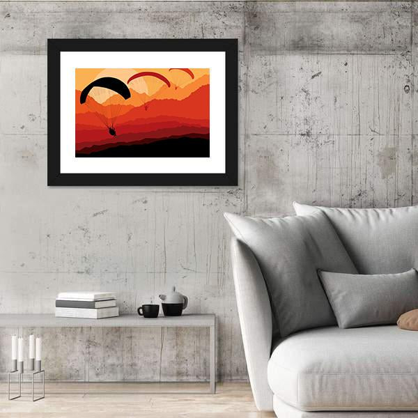 Three Paragliders Over Mountains Canvas Wall Art-5 Horizontal-Gallery Wrap-22&quot; x 12&quot;-Tiaracle