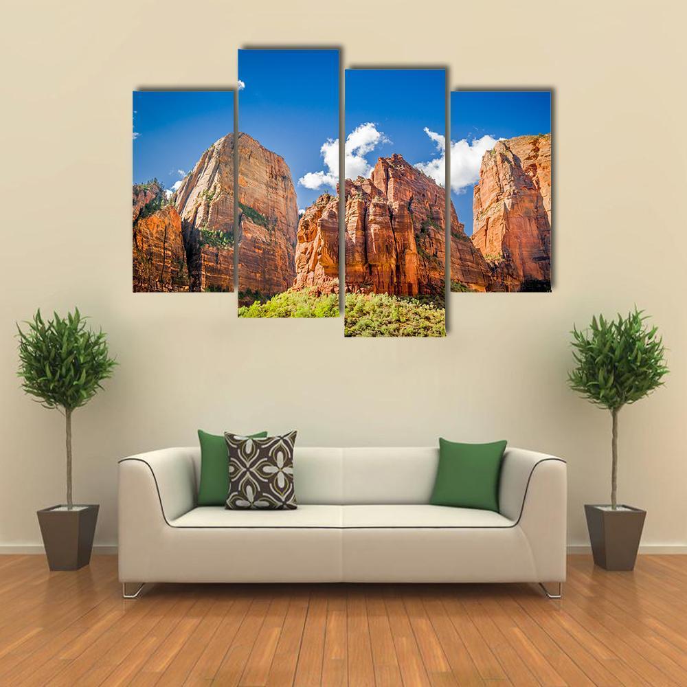 Three Patriarchs Zion National Park Canvas Wall Art-4 Pop-Gallery Wrap-50" x 32"-Tiaracle