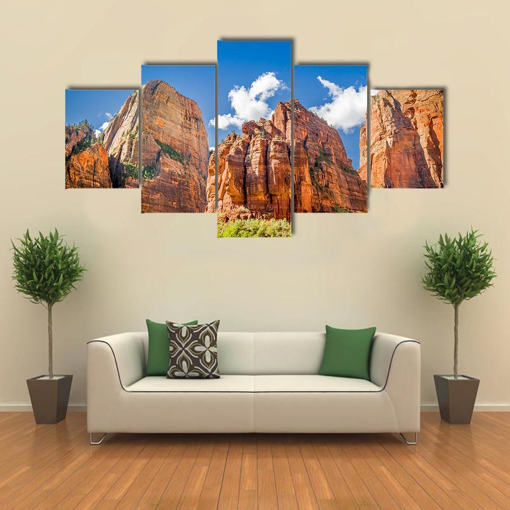 Three Patriarchs Zion National Park Canvas Wall Art-5 Star-Gallery Wrap-62" x 32"-Tiaracle
