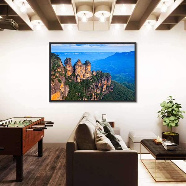 Three Sisters Blue Mountains Canvas Wall Art-5 Horizontal-Gallery Wrap-22" x 12"-Tiaracle
