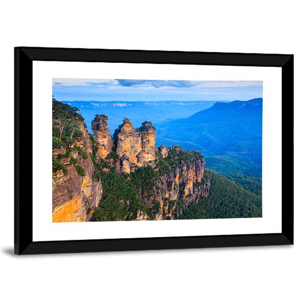 Three Sisters Blue Mountains Canvas Wall Art-5 Horizontal-Gallery Wrap-22" x 12"-Tiaracle