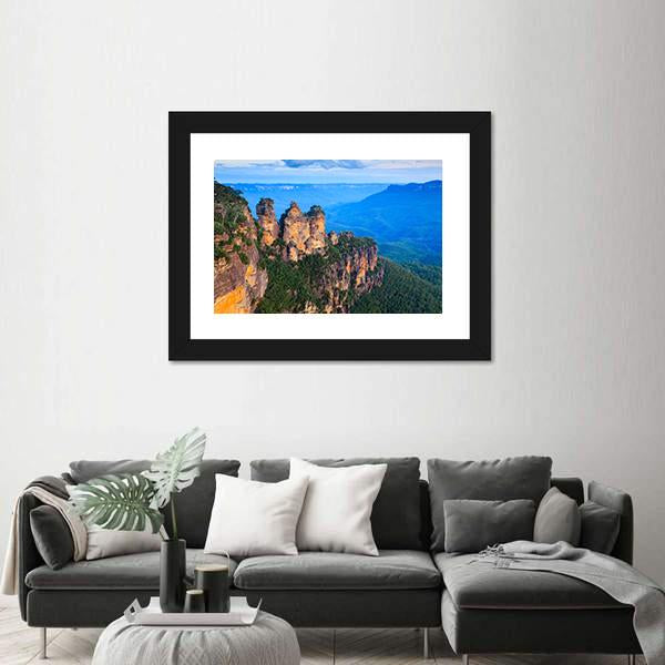 Three Sisters Blue Mountains Canvas Wall Art-1 Piece-Framed Print-20" x 16"-Tiaracle