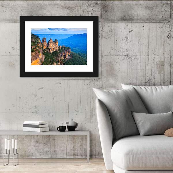 Three Sisters Blue Mountains Canvas Wall Art-5 Horizontal-Gallery Wrap-22" x 12"-Tiaracle