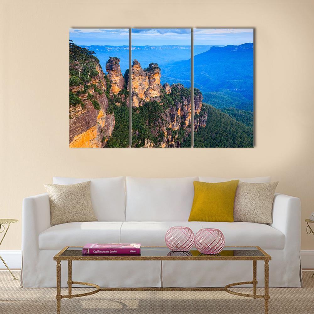 Three Sisters Blue Mountains Canvas Wall Art-3 Horizontal-Gallery Wrap-37" x 24"-Tiaracle