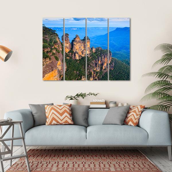 Three Sisters Blue Mountains Canvas Wall Art-4 Horizontal-Gallery Wrap-34" x 24"-Tiaracle