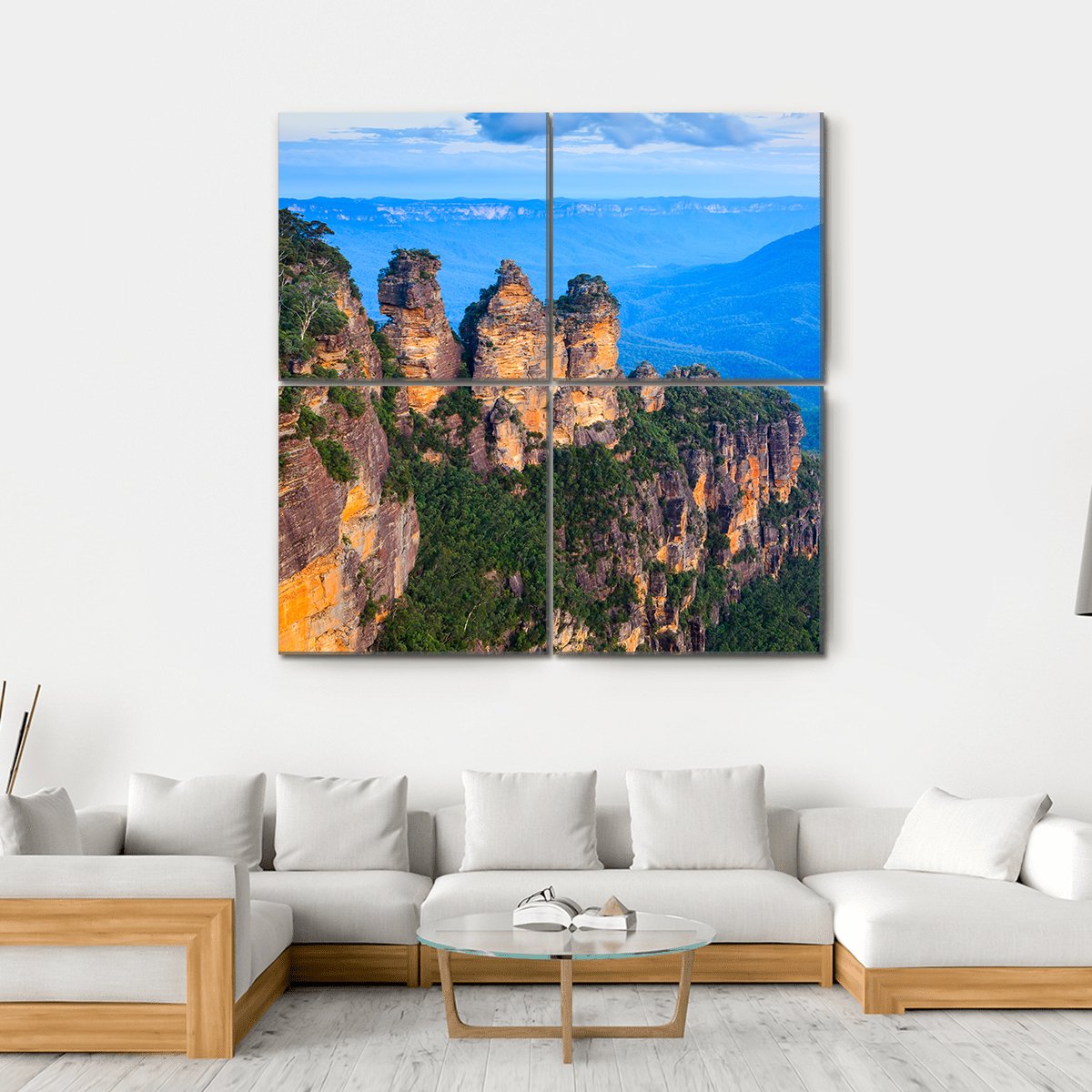 Three Sisters Blue Mountains Canvas Wall Art-4 Square-Gallery Wrap-17" x 17"-Tiaracle
