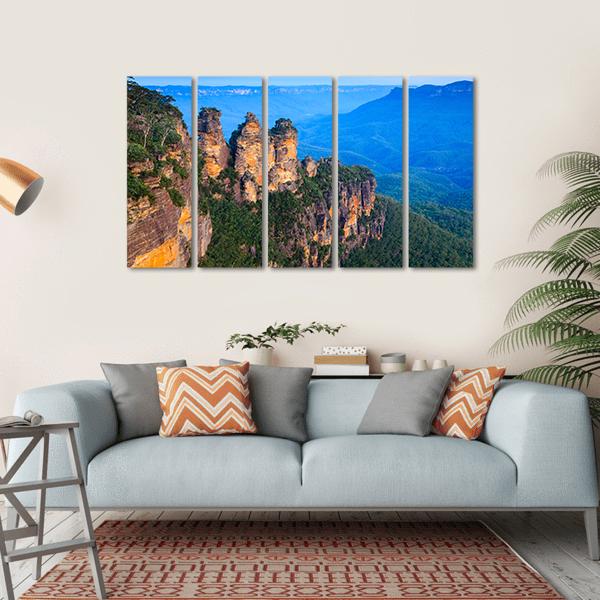 Three Sisters Blue Mountains Canvas Wall Art-5 Horizontal-Gallery Wrap-22" x 12"-Tiaracle