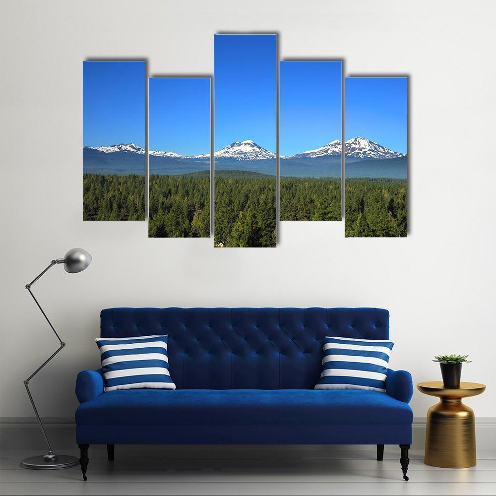 Three Sisters Mountains Oregon Canvas Wall Art-5 Pop-Gallery Wrap-47" x 32"-Tiaracle