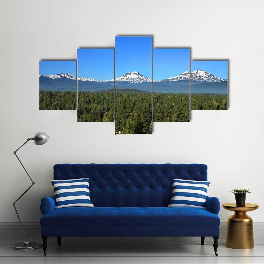 Three Sisters Mountains Oregon Canvas Wall Art-5 Star-Gallery Wrap-62" x 32"-Tiaracle