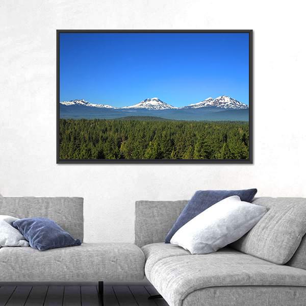 Three Sisters Mountains Oregon Canvas Wall Art-1 Piece-Floating Frame-24" x 16"-Tiaracle