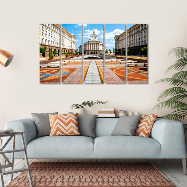 Three Socialist Classicism Edifices Canvas Wall Art-5 Horizontal-Gallery Wrap-22" x 12"-Tiaracle
