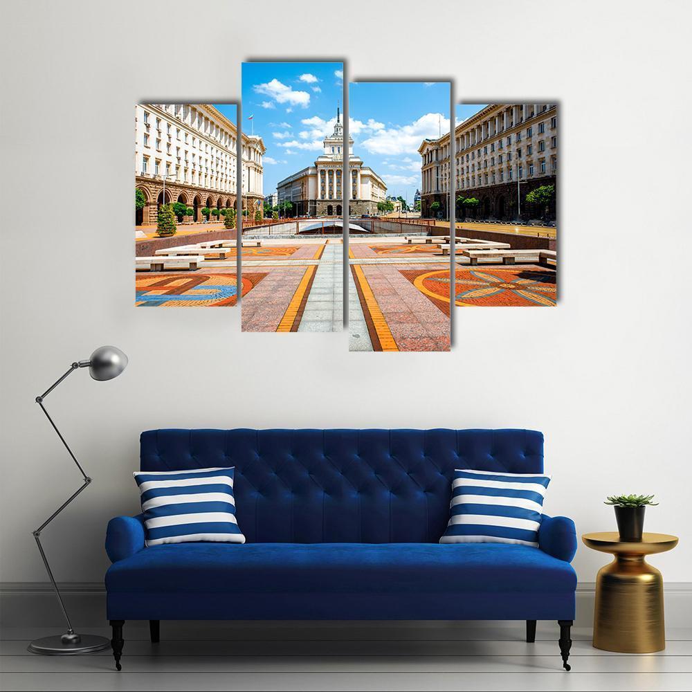 Three Socialist Classicism Edifices Canvas Wall Art-4 Pop-Gallery Wrap-50" x 32"-Tiaracle