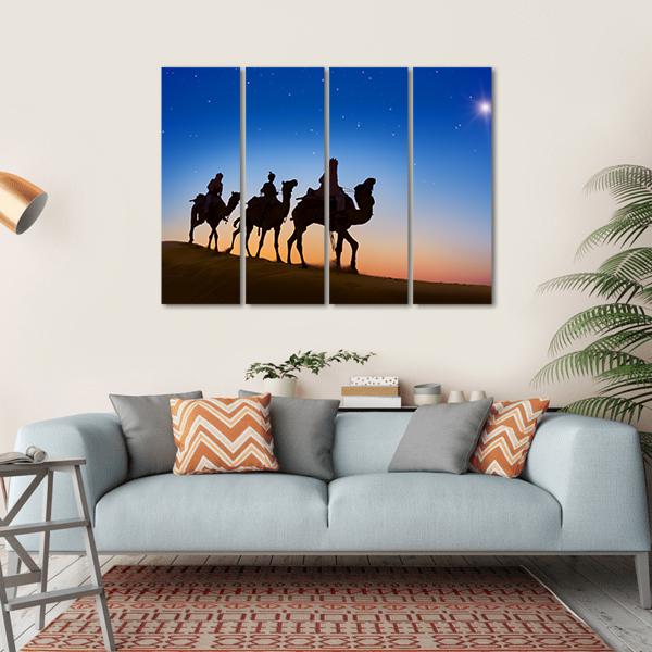 Three Wise Men In Desert Canvas Wall Art-4 Horizontal-Gallery Wrap-34" x 24"-Tiaracle