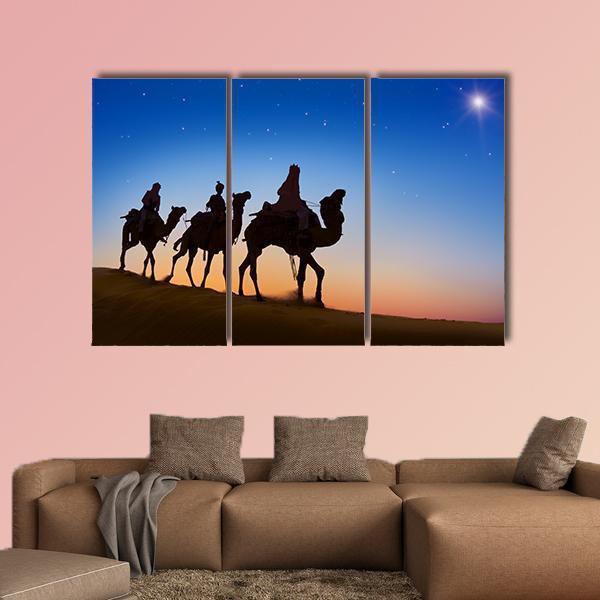 Three Wise Men In Desert Canvas Wall Art-3 Horizontal-Gallery Wrap-37" x 24"-Tiaracle