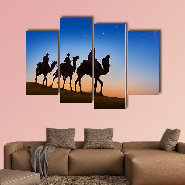 Three Wise Men In Desert Canvas Wall Art-4 Pop-Gallery Wrap-50" x 32"-Tiaracle