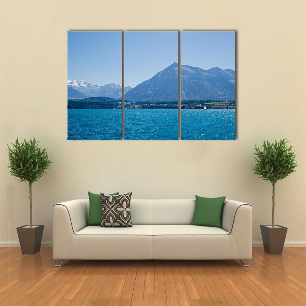 Thun Lake Switzerland Canvas Wall Art-3 Horizontal-Gallery Wrap-37" x 24"-Tiaracle