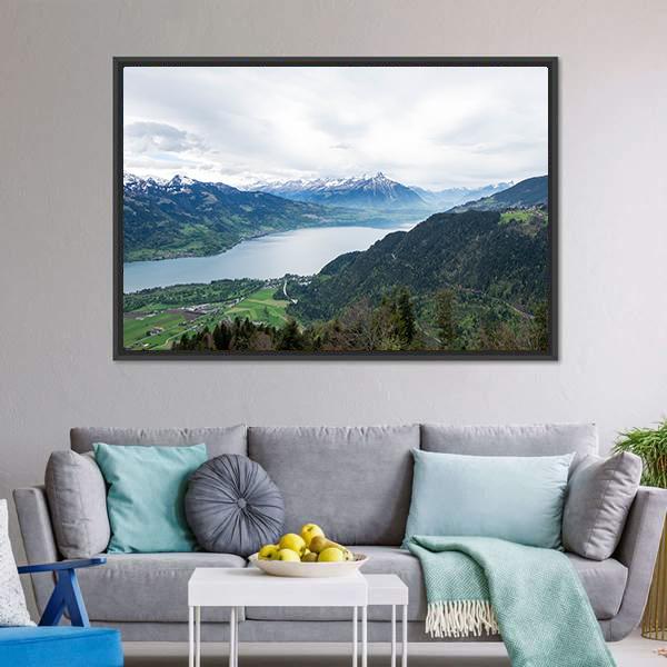 Thun Lake Panoramic Canvas Wall Art-1 Piece-36" x 12"-Tiaracle