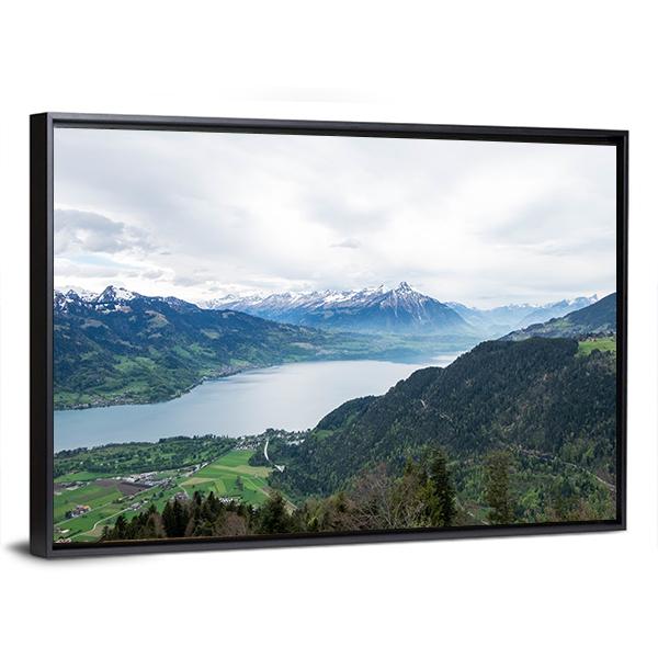 Thun Lake Panoramic Canvas Wall Art-1 Piece-36" x 12"-Tiaracle