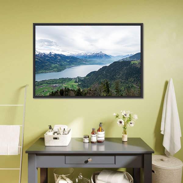 Thun Lake Panoramic Canvas Wall Art-1 Piece-36" x 12"-Tiaracle