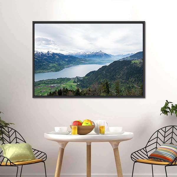 Thun Lake Panoramic Canvas Wall Art-1 Piece-36" x 12"-Tiaracle